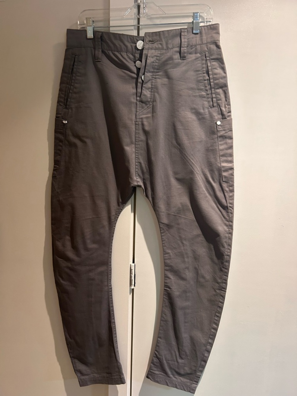 Women’s grey drop crotch cargo pants